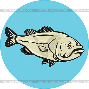 Largemouth Bass Fish Side Circle Cartoon - vector image