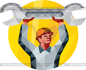 Mechanic Spanner Wrench Circle Low Polygon - vector image
