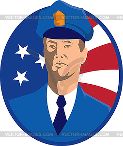 American Police Officer Policeman Flag Retro - vector clip art