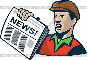 Newsboy Newspaper Delivery Retro - vector clipart