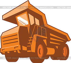 Mining Truck Low Angle Retro - vector image