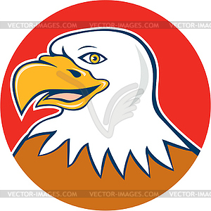 American Bald Eagle Head Smiling Circle Cartoon - vector image