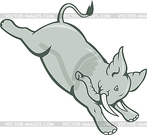 Elephant Jumping Bucking Cartoon - vector image