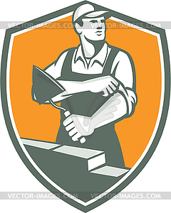 Tiler Plasterer Mason Trowel Shield Retro - vector image