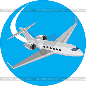 Commercial Light Passenger Airplane Circle Retro - vector image