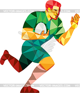 Rugby Player Fend Off Low Polygon - vector image