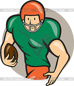 American Football Running Back Circle Cartoon - vector clip art