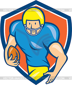 American Football Running Back Shield Cartoon - royalty-free vector clipart