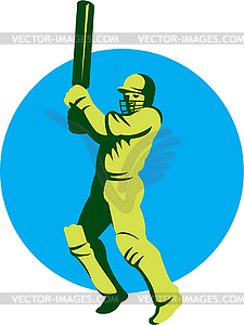 Крикет игрока Batsman Ватин Круг Ретро - клипарт в векторном виде