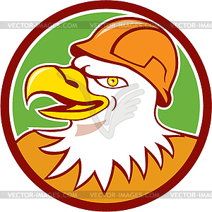 Bald Eagle Construction Worker Head Circle Cartoon - vector clipart