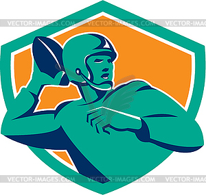 American Football Quarterback QB Shield Retro - vector clipart