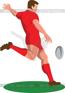 Rugby Player Kicking Ball Retro - vector image