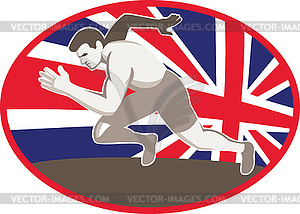 Runner Track and Field Athlete British Flag - vector image