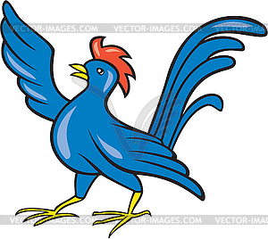 Chicken Rooster Wing Pointing Cartoon - vector clipart