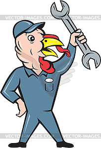 Turkey Mechanic Spanner Cartoon - vector clipart / vector image