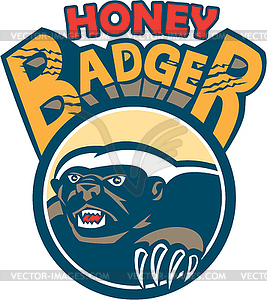 Honey Badger Mascot Claw Circle Retro - vector clip art