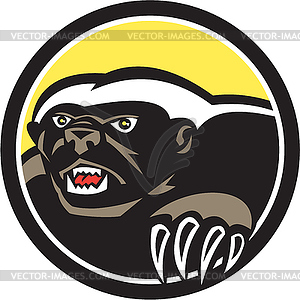 Honey Badger Claws Side Circle Retro - vector clip art