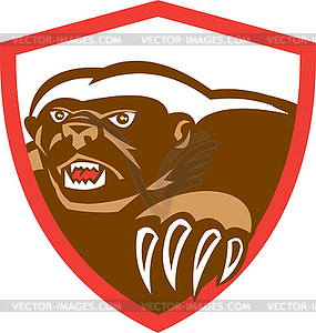 Honey Badger Claws Side Shield Retro - royalty-free vector clipart