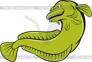 Burbot Fish Angry Cartoon - vector image