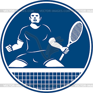 Tennis Player Racquet Fist Pump Icon - vector clipart