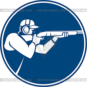 Trap Shooting Shotgun Circle Icon - vector clipart
