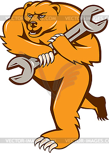 Grizzly Bear Mechanic Spanner Circle - vector EPS clipart