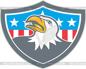 American Bald Eagle Head Flag Shield Cartoon - vector clipart / vector image