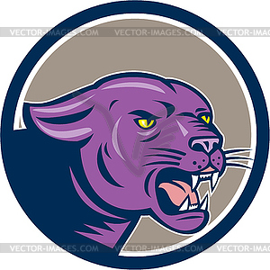 Black Cat Panther Head Growling Cartoon - vector image