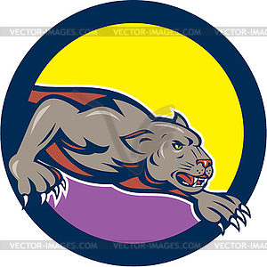 Black Panther Crouching Circle Cartoon - vector EPS clipart