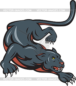 Black Panther Crouching Cartoon - vector clipart