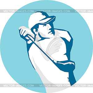 Golfer Tee Off Golf Stencil - royalty-free vector image