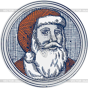 Santa Claus Father Christmas Vintage Etching - vector clip art