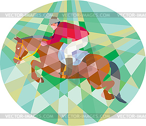 Equestrian Show Jumping Oval Low Polygon - vector clipart