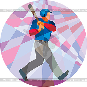 Baseball Batter Hitter Batting Low Polygon - vector clipart