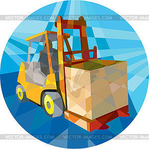 Forklift Truck Materials Box Circle Low Polygon - vector clipart