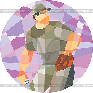 American Baseball Pitcher Throwing Ball Low Polygon - vector clipart