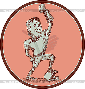 American Football Player Champion Trophy Drawing - vector image