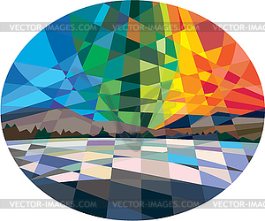 Northern Lights Aurora Borealis Low Polygon - vector EPS clipart