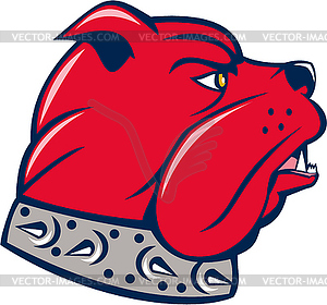 Red Bulldog Head Cartoon - vector clipart