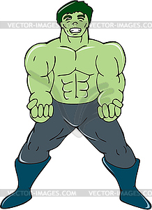 Green Angry Man Clenching Fist Cartoon - vector clip art