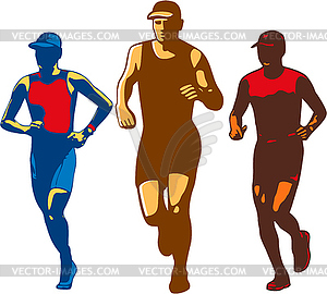 Triathlete Marathon Front Collection Retro - vector clip art