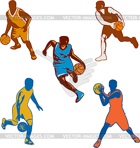 Баскетболист Дриблинг Бал Коллекция - клипарт