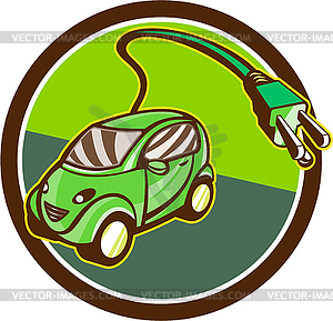 Plug-in Hybrid Electric Vehicle Circle Retro - vector clip art