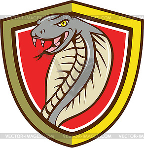 Cobra Viper Snake Head Attacking Shield Cartoon - vector image