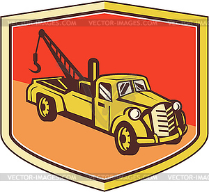 Vintage Tow Truck Wrecker Shield Retro - vector clipart