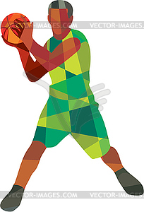 Basketball Player Ball In Action Low Polygon - vector clip art