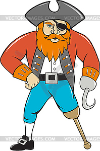 Captain Hook Pirate Wooden Leg Cartoon - vector image