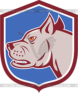 Mastiff Dog Mongrel Head Shield Cartoon - vector clip art