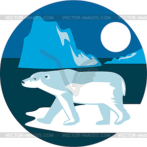 Polar Bear Iceberg Circle Retro - vector clipart
