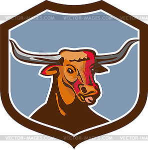 Texas Longhorn Red Bull Shield Retro - vector image